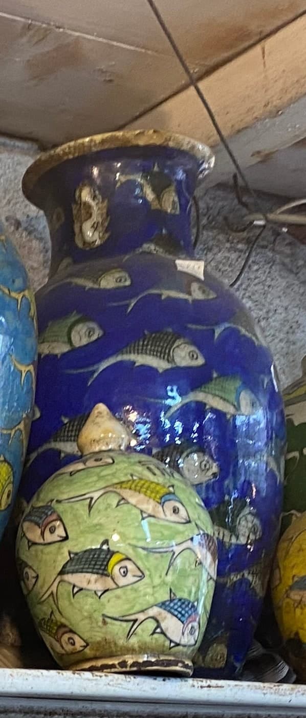 אגרטל דגים כחול כהה